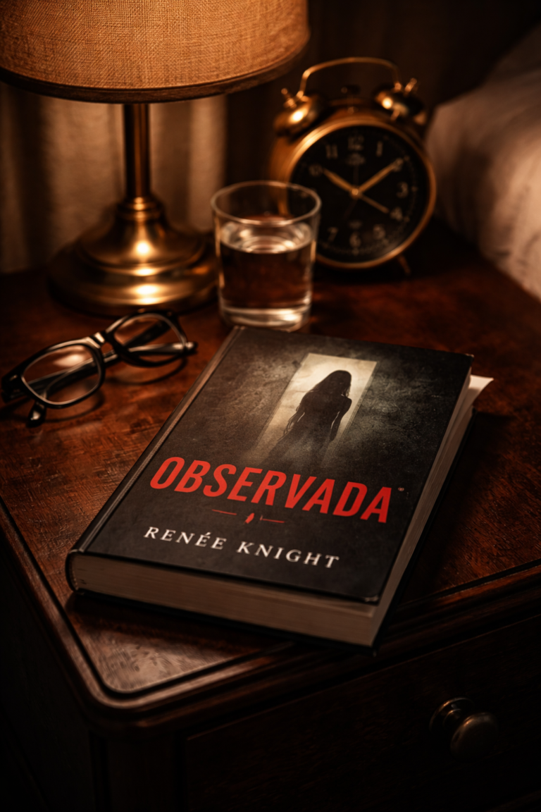 Portada de Observada de Renée Knight con diseño oscuro y atmósfera inquietante sobre identidad y secretos